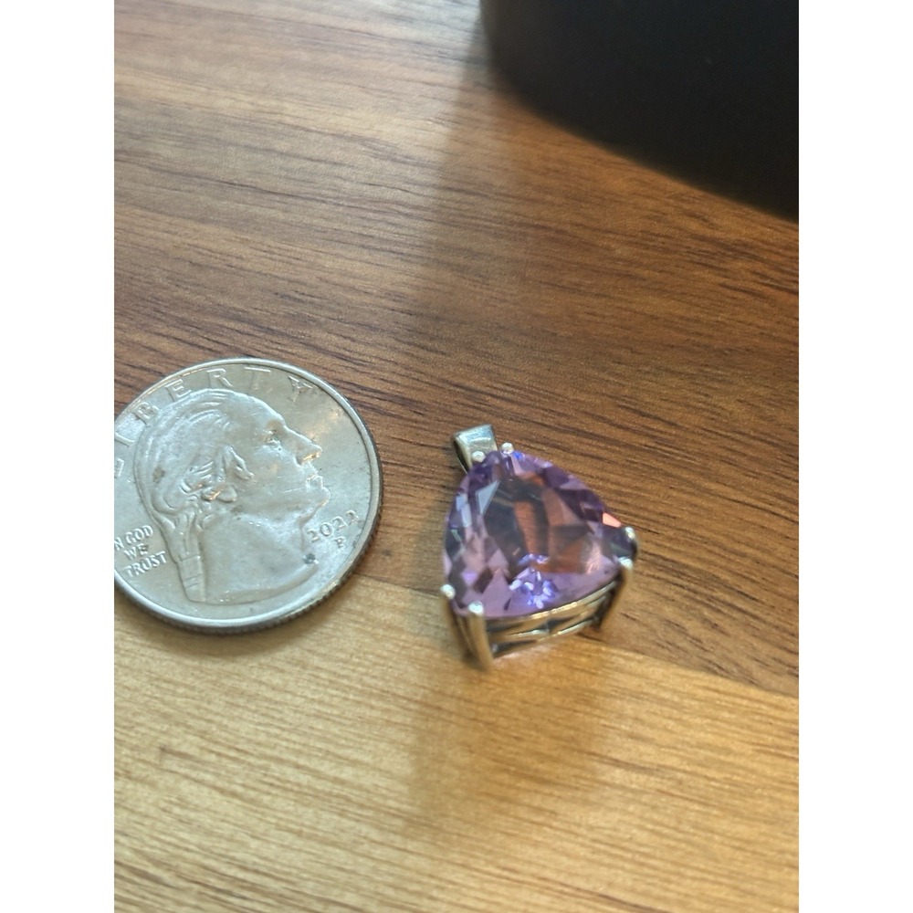 AMETHYST Trillion Cut Pendant Sterling Silver - Picture 7 of 7